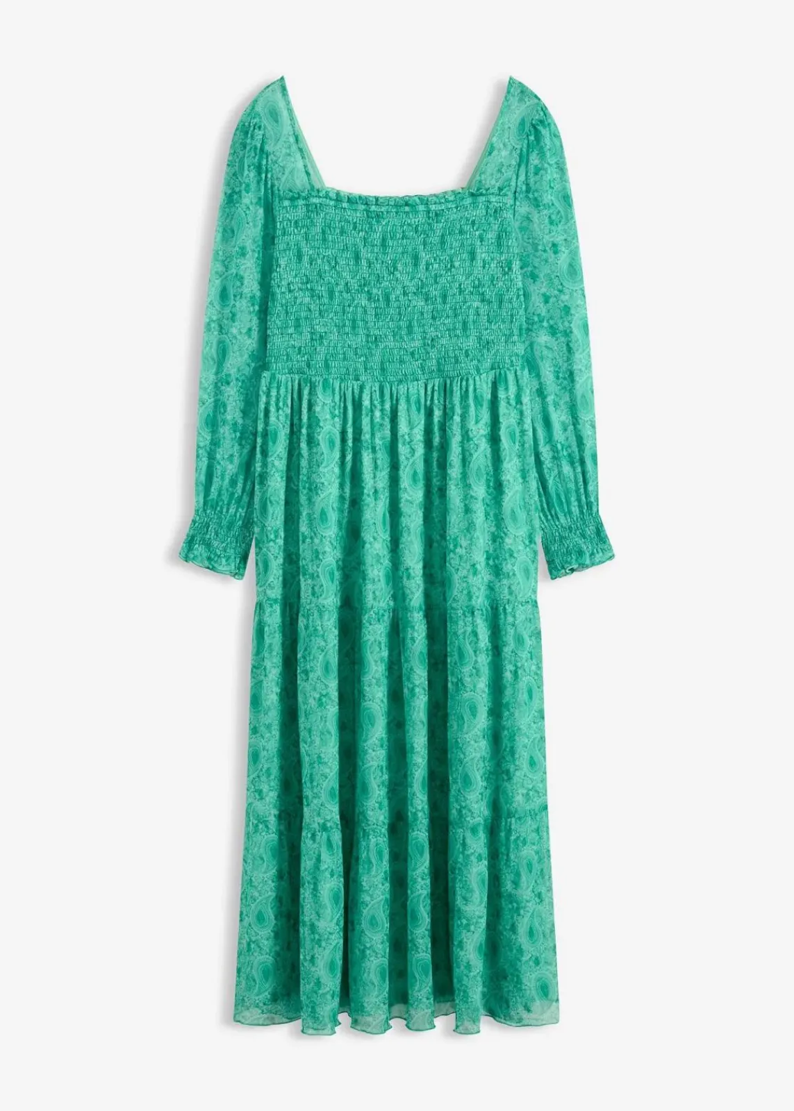 bonprix Kurzgrößen|Bekleidung·Pullover & Strickjacken^Maxi-Jerseykleid flaschengrün paisley