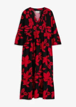 bonprix Nachhaltigere Materialien|Kleider^Maxikleid schwarz/magentapink geblümt