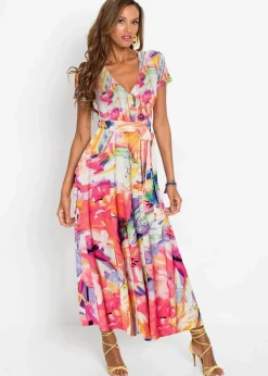 bonprix Kleider^Maxikleid pink/lila floral