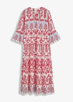 bonprix Nachhaltigere Materialien|Kleider^Maxikleid weiß/pink/blaulila bedruckt