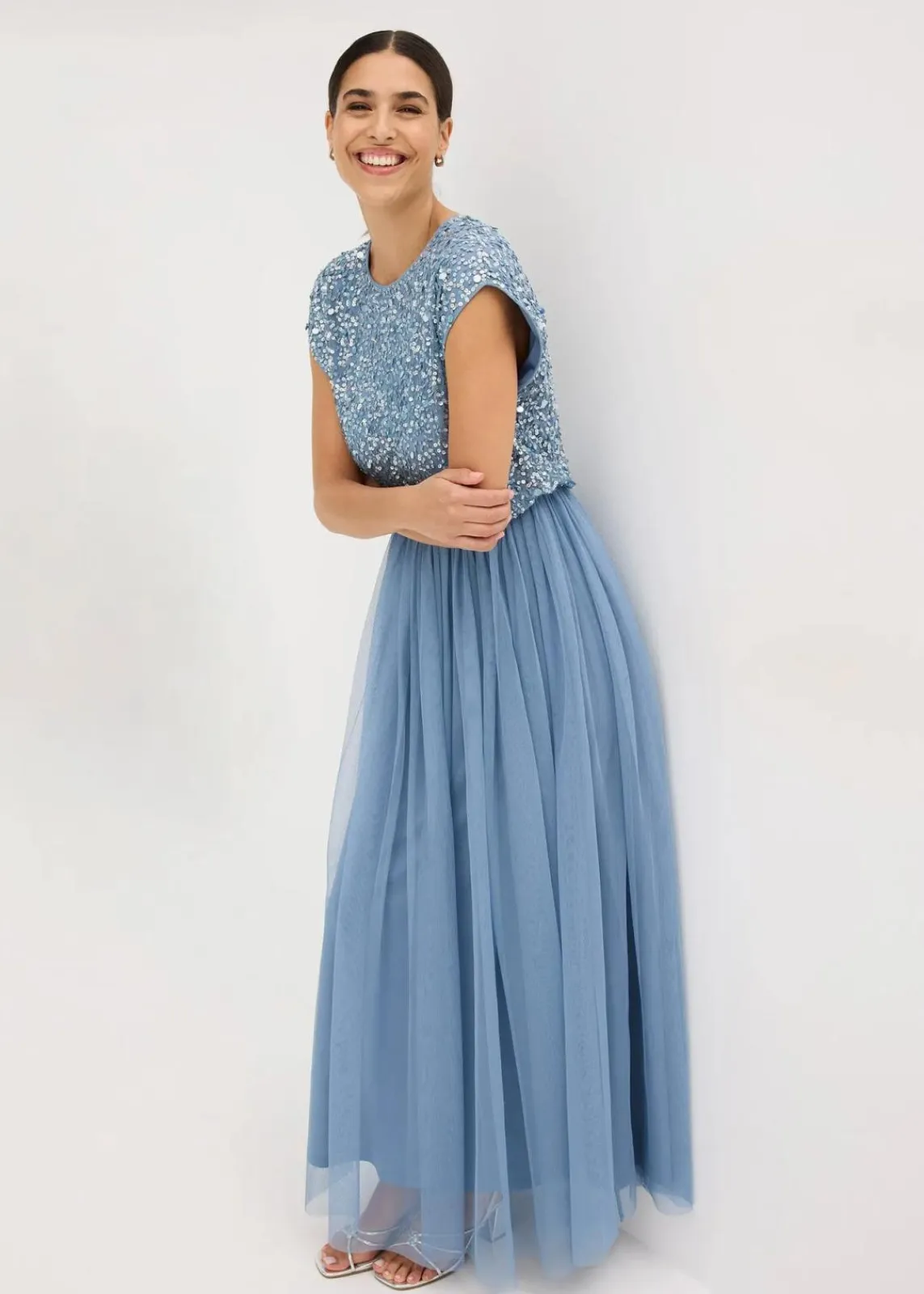 bonprix Bekleidung·Pullover & Strickjacken|Festliche Mode^Maxikleid hellblau