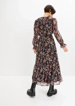 bonprix Kleider|Bekleidung·Pullover & Strickjacken^Maxikleid schwarz floral