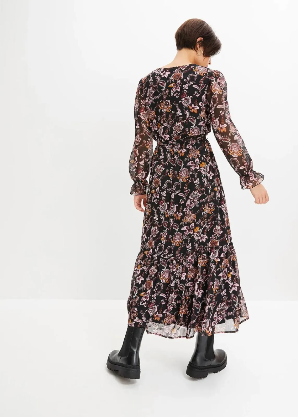 bonprix Kleider|Bekleidung·Pullover & Strickjacken^Maxikleid schwarz floral