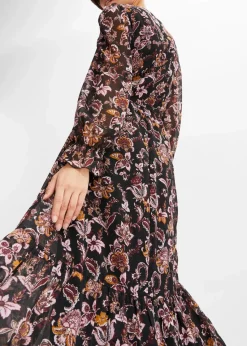 bonprix Kleider|Bekleidung·Pullover & Strickjacken^Maxikleid schwarz floral