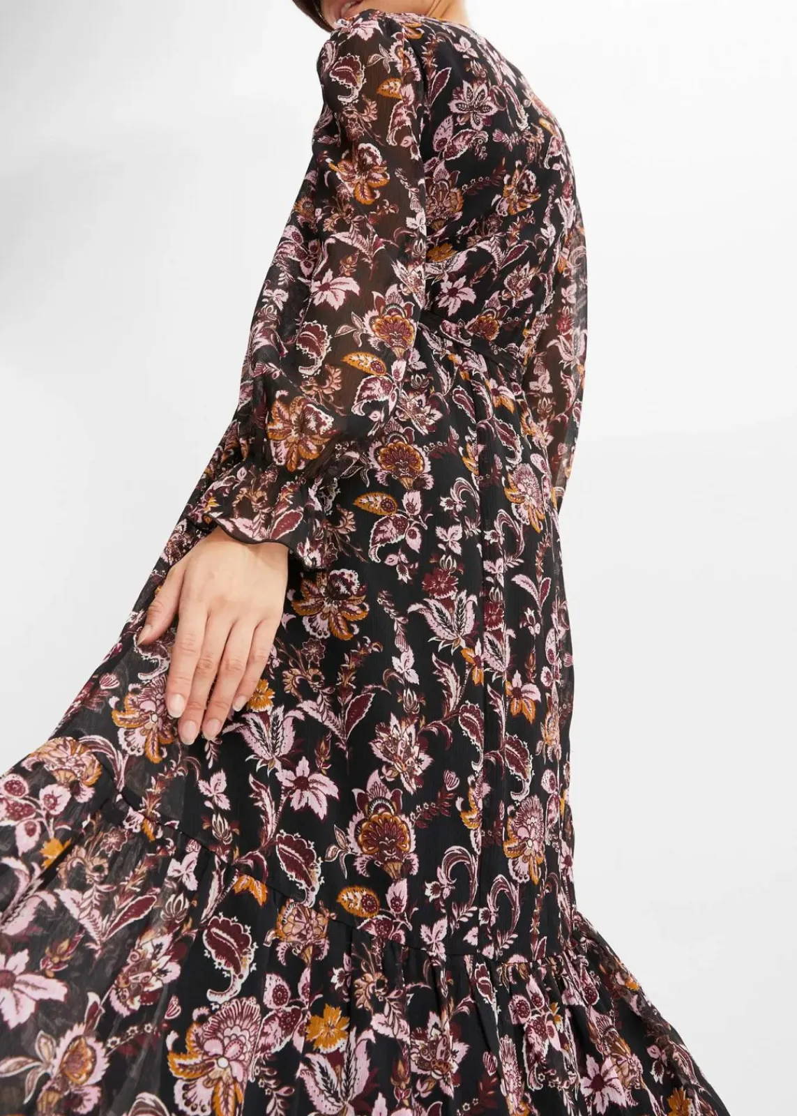 bonprix Kleider|Bekleidung·Pullover & Strickjacken^Maxikleid schwarz floral