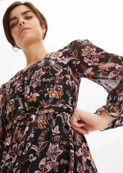 bonprix Kleider|Bekleidung·Pullover & Strickjacken^Maxikleid schwarz floral