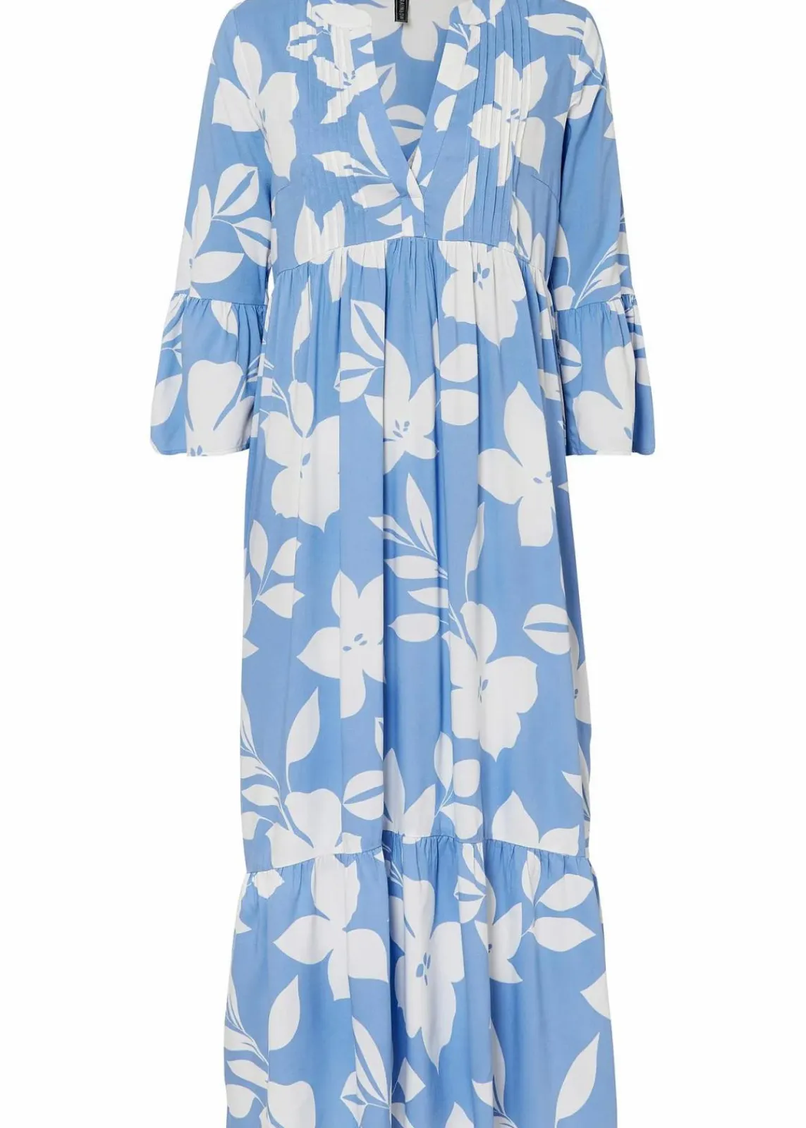 bonprix Nachhaltigere Materialien|Kleider^Maxikleid mittelblau/weiß geblümt