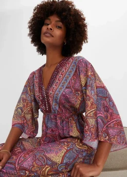 bonprix Kleider|Bekleidung·Pullover & Strickjacken^Maxikleid pink/hellblau bedruckt