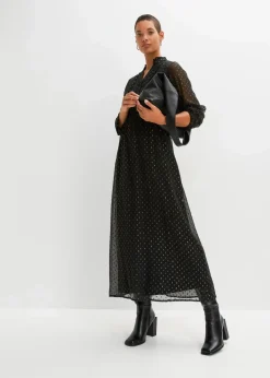 bonprix Bekleidung·Pullover & Strickjacken|Kleider^Maxikleid schwarz/gold