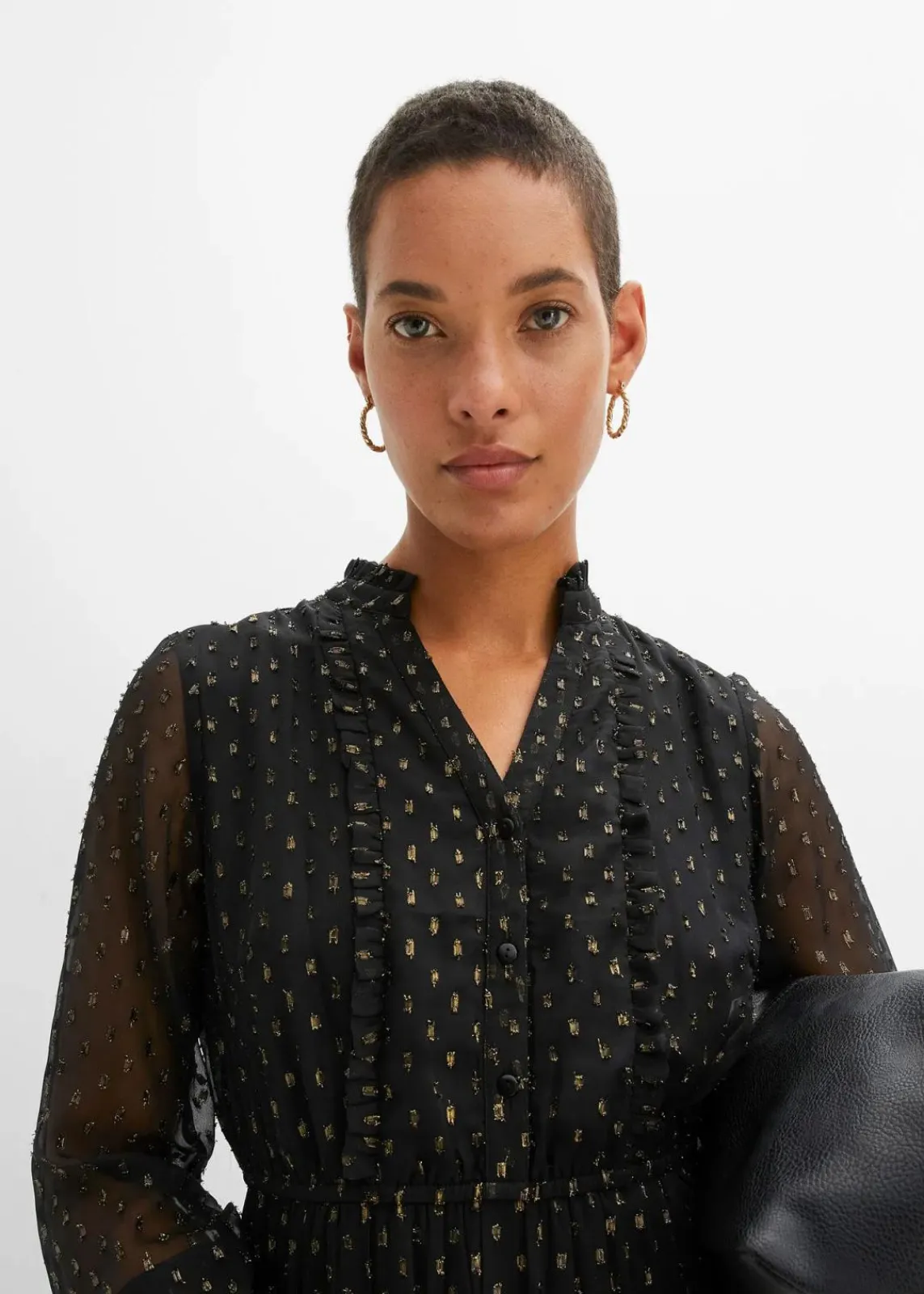 bonprix Bekleidung·Pullover & Strickjacken|Kleider^Maxikleid schwarz/gold