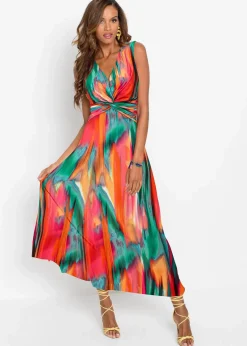 bonprix Kleider|Bekleidung·Pullover & Strickjacken^Maxikleid grün/pink/orange bedruckt