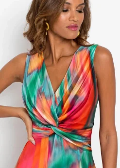 bonprix Kleider|Bekleidung·Pullover & Strickjacken^Maxikleid grün/pink/orange bedruckt