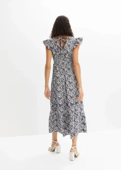 bonprix Bekleidung·Pullover & Strickjacken|Kleider^Maxikleid indigo/natur bedruckt