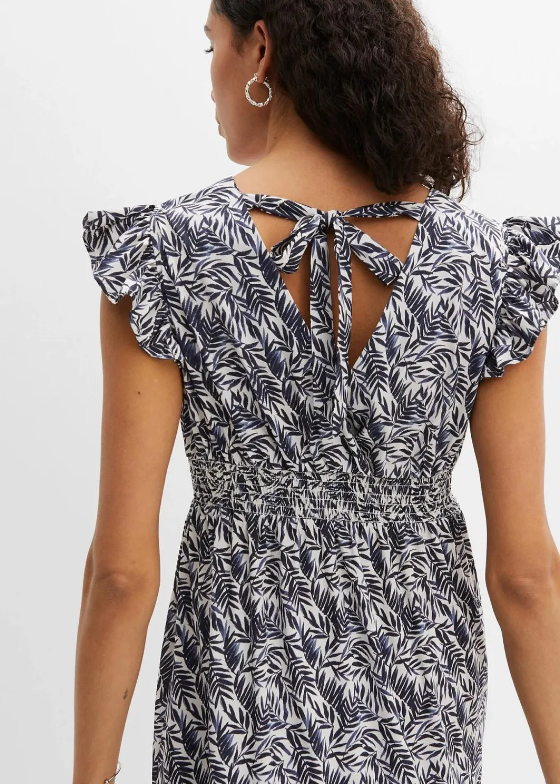 bonprix Bekleidung·Pullover & Strickjacken|Kleider^Maxikleid indigo/natur bedruckt