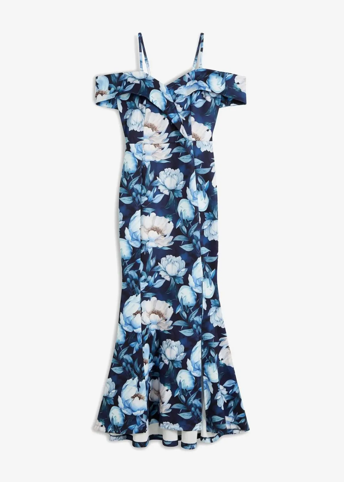 bonprix Festliche Mode|Kleider^Maxikleid dunkelblau/hellblau geblümt