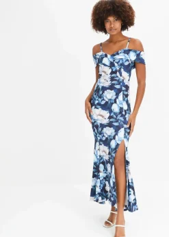 bonprix Festliche Mode|Kleider^Maxikleid dunkelblau/hellblau geblümt