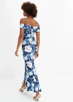bonprix Festliche Mode|Kleider^Maxikleid dunkelblau/hellblau geblümt