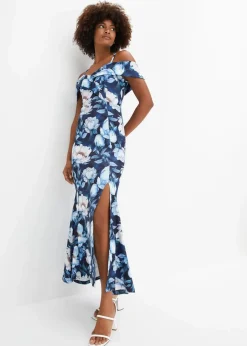 bonprix Festliche Mode|Kleider^Maxikleid dunkelblau/hellblau geblümt