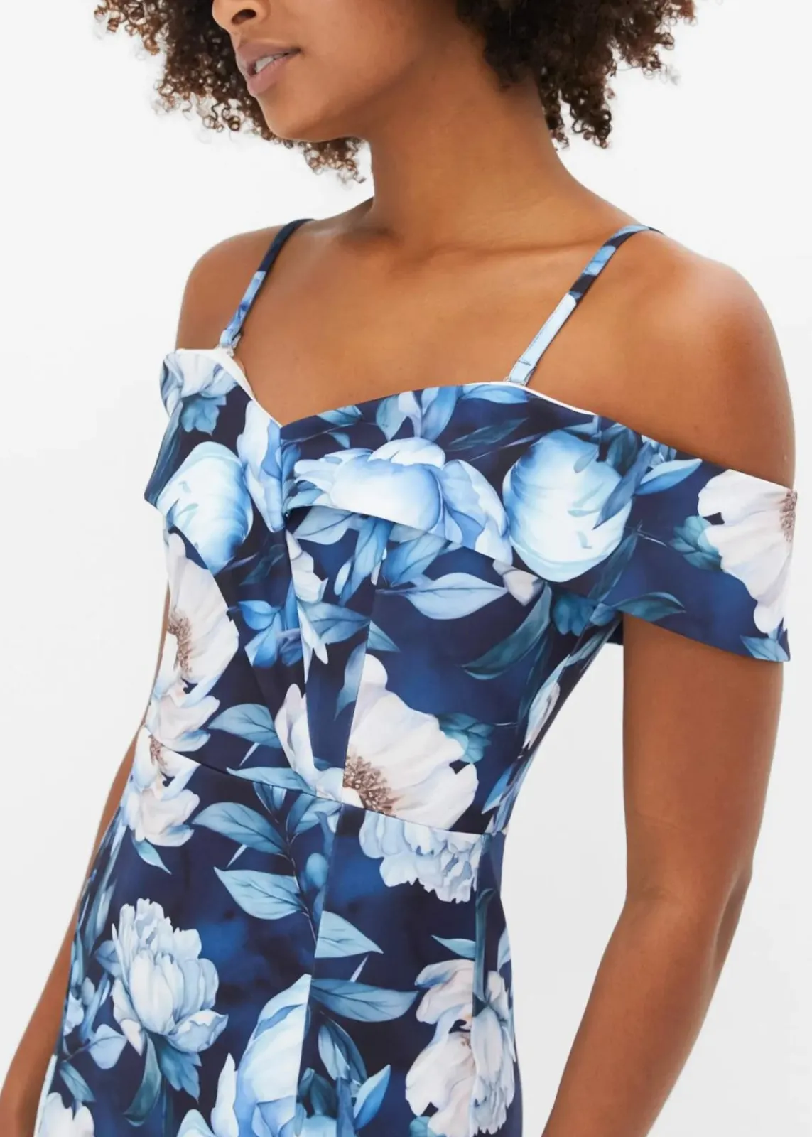 bonprix Festliche Mode|Kleider^Maxikleid dunkelblau/hellblau geblümt