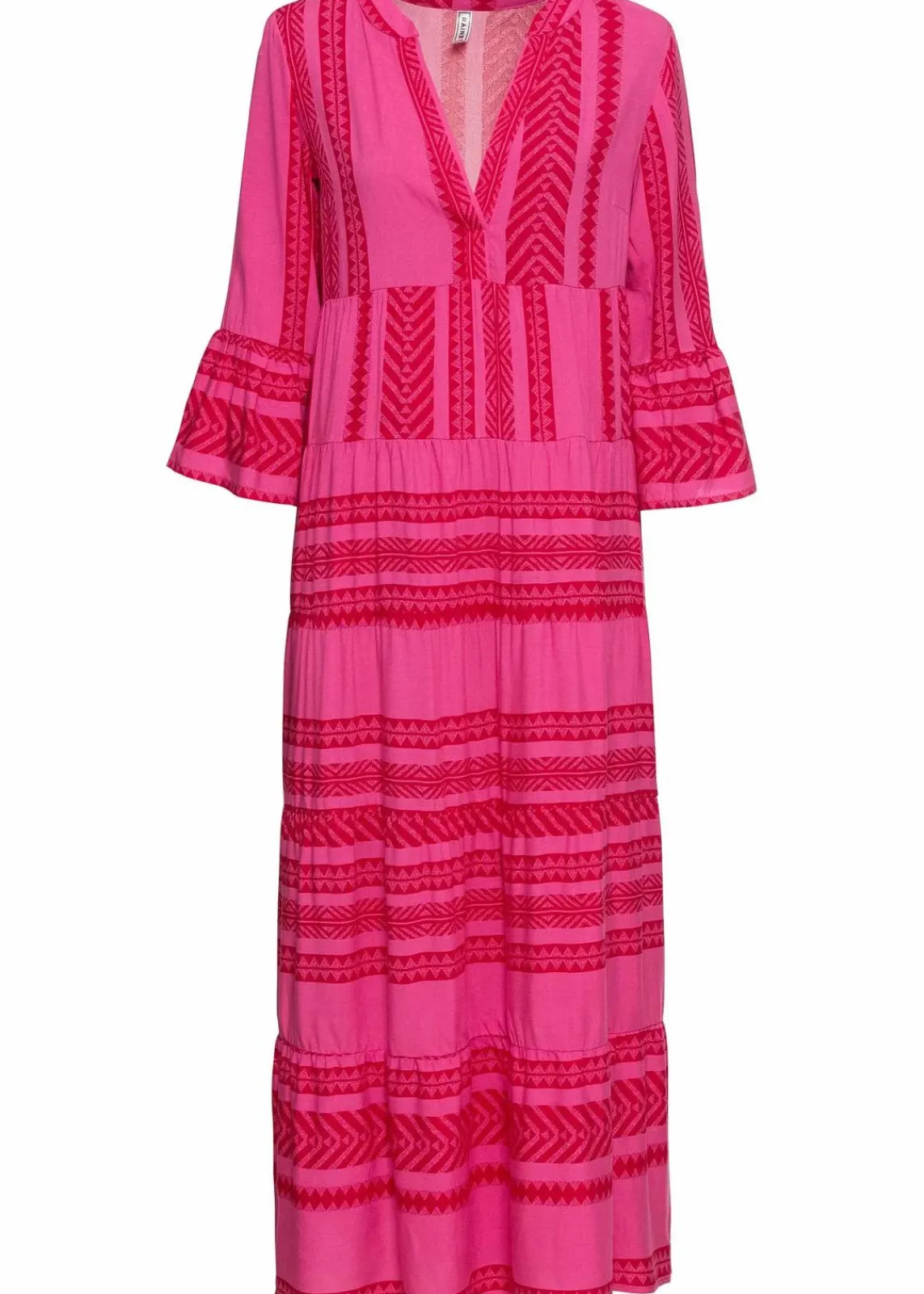 bonprix Kurzgrößen|Kurzgrößen^Maxikleid rot/pink bedruckt