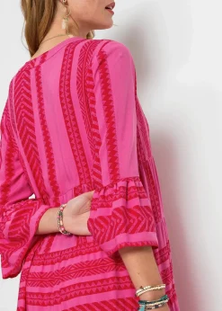 bonprix Kurzgrößen|Kurzgrößen^Maxikleid rot/pink bedruckt
