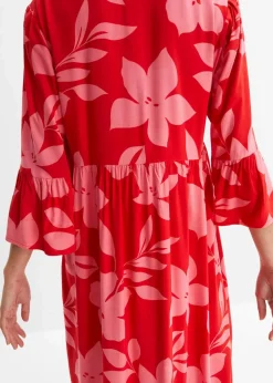 bonprix Bekleidung·Pullover & Strickjacken|Kleider^Maxikleid erdbeere/lotuspink geblümt