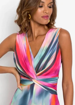 bonprix Bekleidung·Pullover & Strickjacken|Kleider^Maxikleid pink/rot/dunkelgrau bedruckt