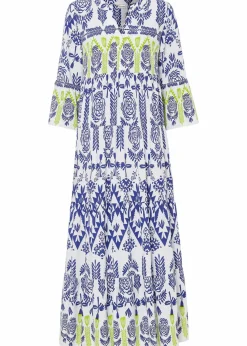 bonprix Bekleidung·Pullover & Strickjacken|Kleider^Maxikleid weiss/blau/grün bedruckt