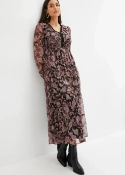 bonprix Kleider|Bekleidung·Pullover & Strickjacken^Maxikleid schwarz paisley