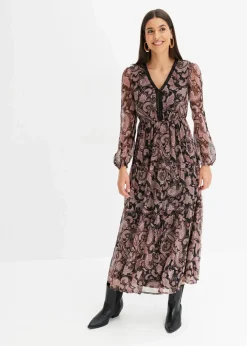 bonprix Kleider|Bekleidung·Pullover & Strickjacken^Maxikleid schwarz paisley