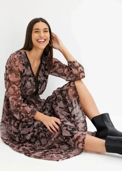 bonprix Kleider|Bekleidung·Pullover & Strickjacken^Maxikleid schwarz paisley