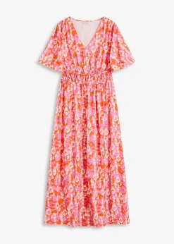 bonprix Bekleidung·Pullover & Strickjacken|Kleider^Maxikleid pink bedruckt