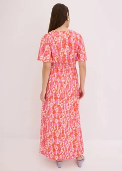 bonprix Bekleidung·Pullover & Strickjacken|Kleider^Maxikleid pink bedruckt