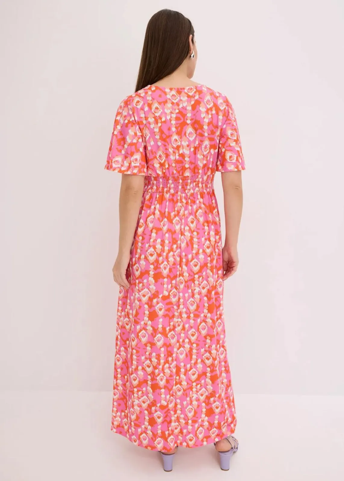 bonprix Bekleidung·Pullover & Strickjacken|Kleider^Maxikleid pink bedruckt