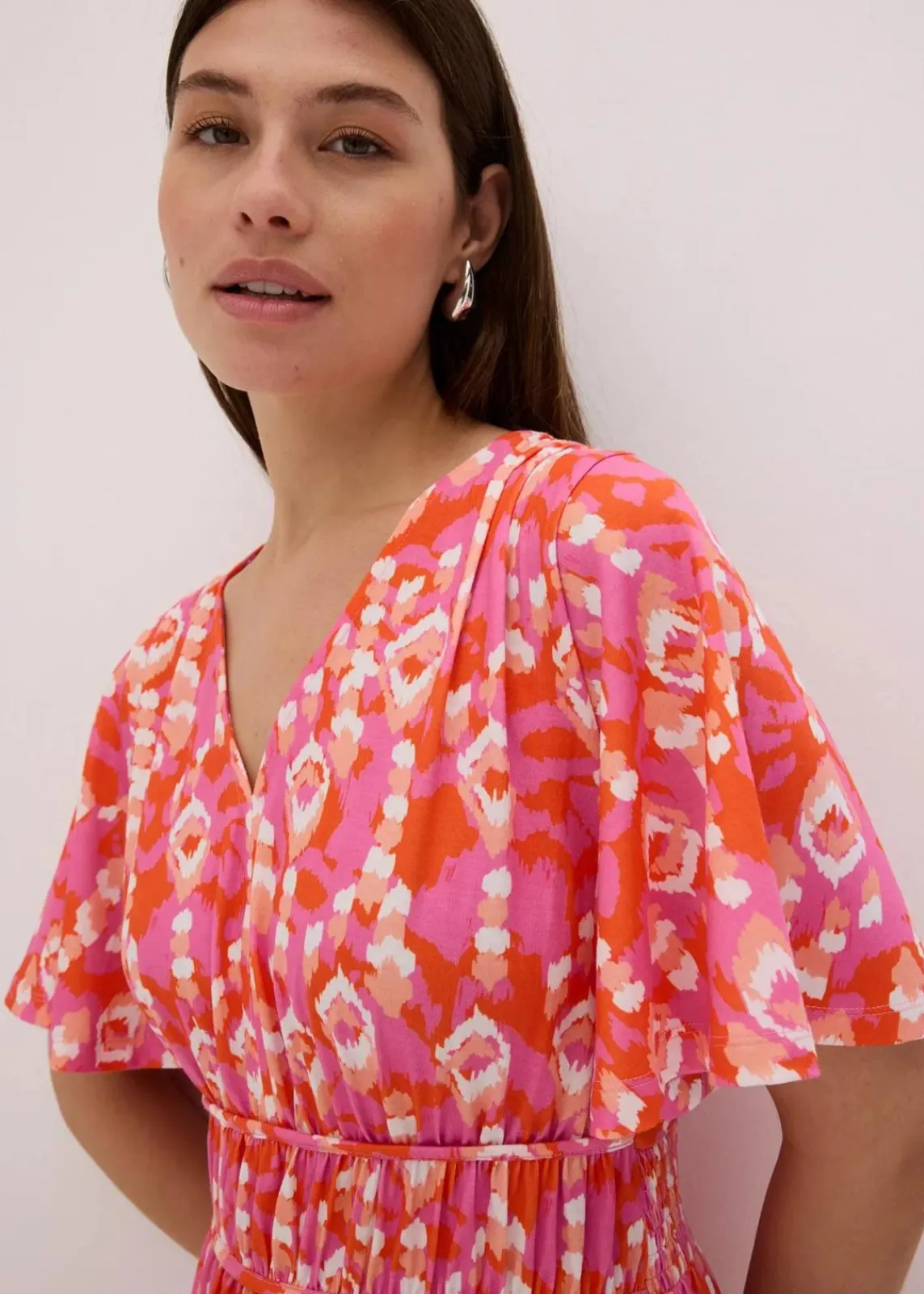 bonprix Bekleidung·Pullover & Strickjacken|Kleider^Maxikleid pink bedruckt