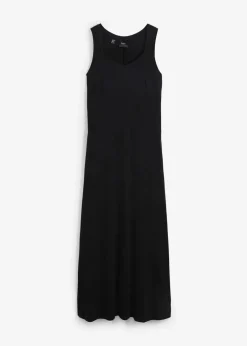bonprix Kleider^Maxikleid aus Baumwoll- Viskose Mischung schwarz