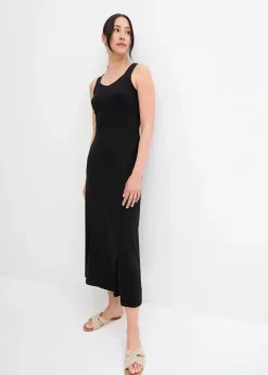 bonprix Kleider^Maxikleid aus Baumwoll- Viskose Mischung schwarz