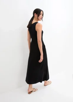 bonprix Kleider^Maxikleid aus Baumwoll- Viskose Mischung schwarz