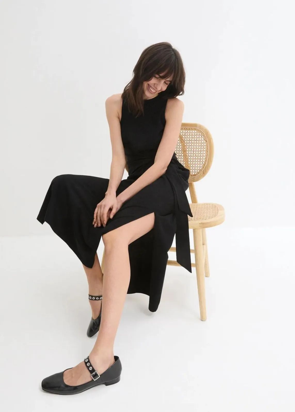 bonprix Kleider|Bekleidung·Pullover & Strickjacken^Maxikleid aus Baumwolle schwarz