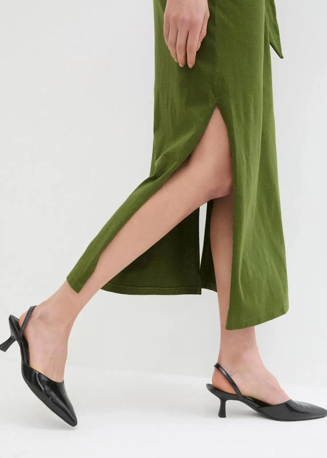 bonprix Bekleidung·Pullover & Strickjacken|Kleider^Maxikleid aus Baumwolle dunkelmoos