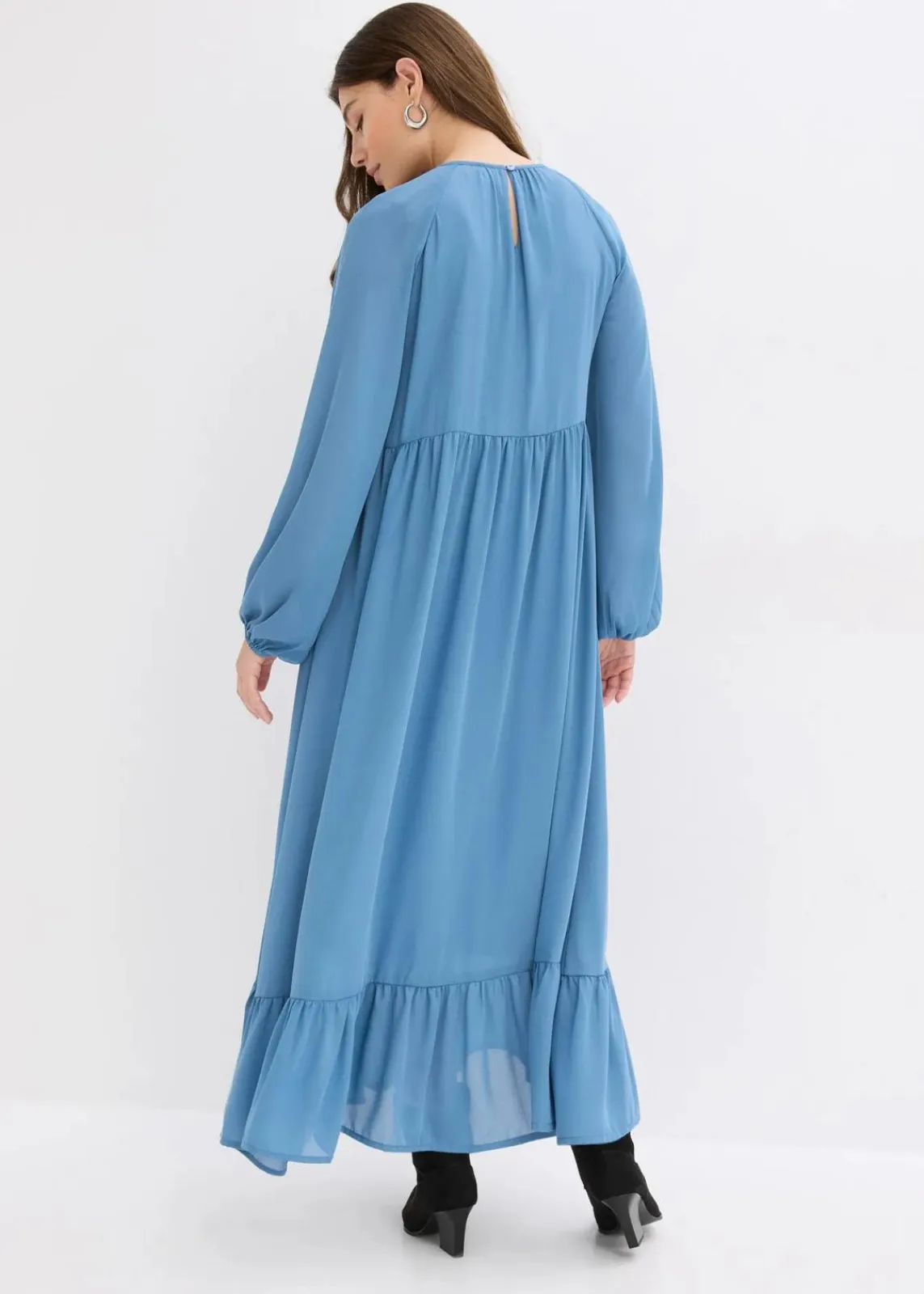 bonprix Bekleidung·Pullover & Strickjacken|Kleider^Maxikleid aus Chiffon wellenblau