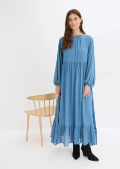 bonprix Bekleidung·Pullover & Strickjacken|Kleider^Maxikleid aus Chiffon wellenblau