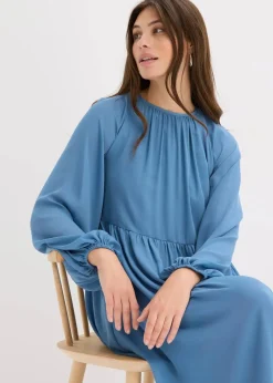 bonprix Bekleidung·Pullover & Strickjacken|Kleider^Maxikleid aus Chiffon wellenblau