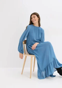 bonprix Bekleidung·Pullover & Strickjacken|Kleider^Maxikleid aus Chiffon wellenblau