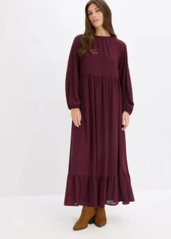 bonprix Kleider|Bekleidung·Pullover & Strickjacken^Maxikleid aus Chiffon weinrot