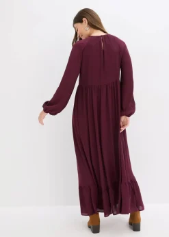 bonprix Kleider|Bekleidung·Pullover & Strickjacken^Maxikleid aus Chiffon weinrot
