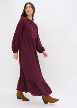 bonprix Kleider|Bekleidung·Pullover & Strickjacken^Maxikleid aus Chiffon weinrot