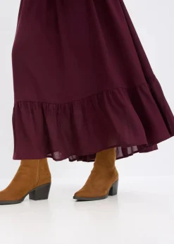 bonprix Kleider|Bekleidung·Pullover & Strickjacken^Maxikleid aus Chiffon weinrot