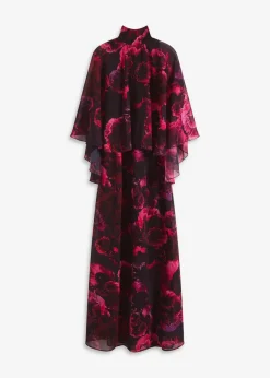 bonprix Bekleidung·Pullover & Strickjacken|Festliche Mode^Maxikleid aus feinem Chiffon schwarz geblümt