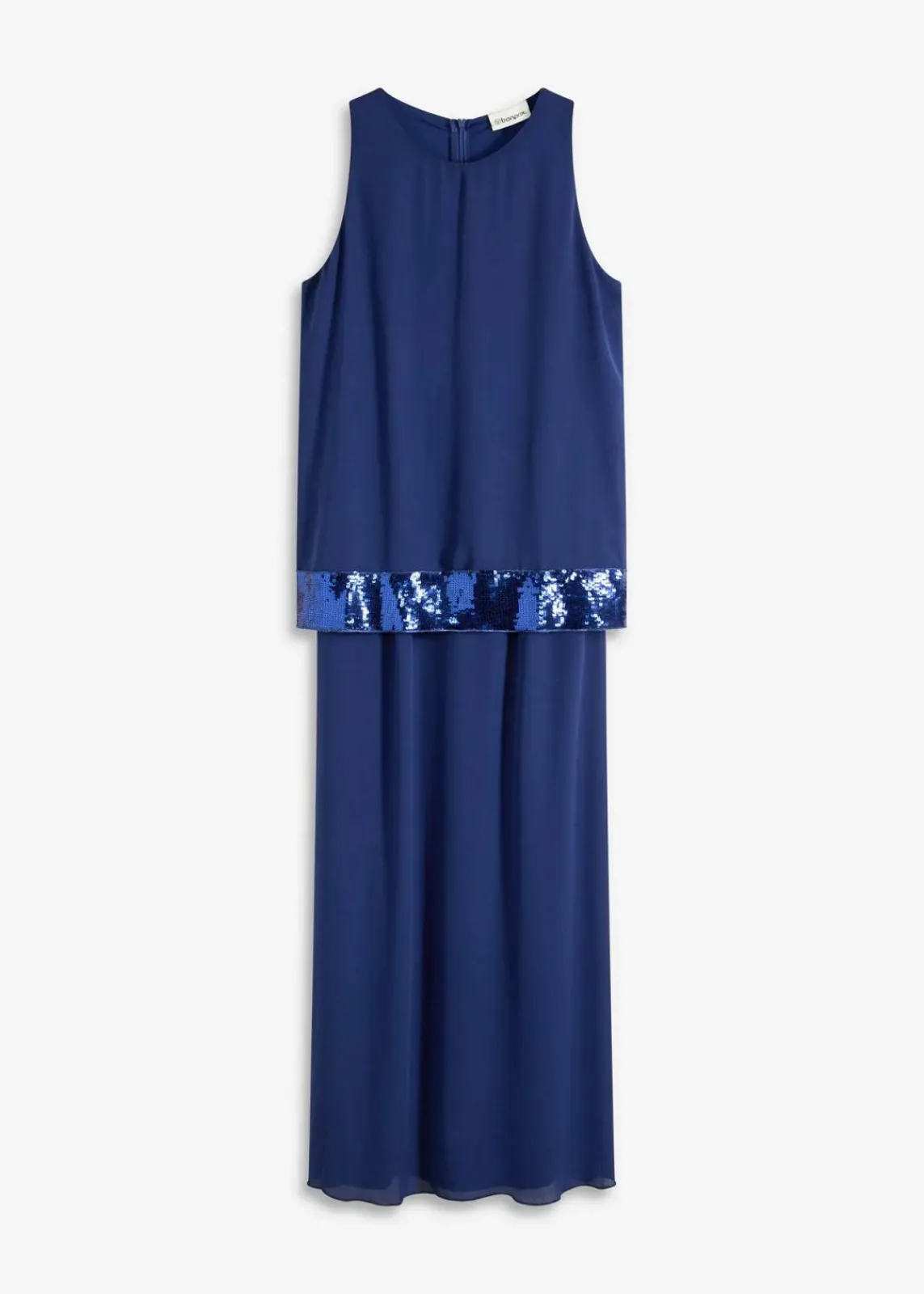 bonprix Festliche Mode|Kleider^Maxikleid aus feinem Georgette mit Pailletten mitternachtsblau